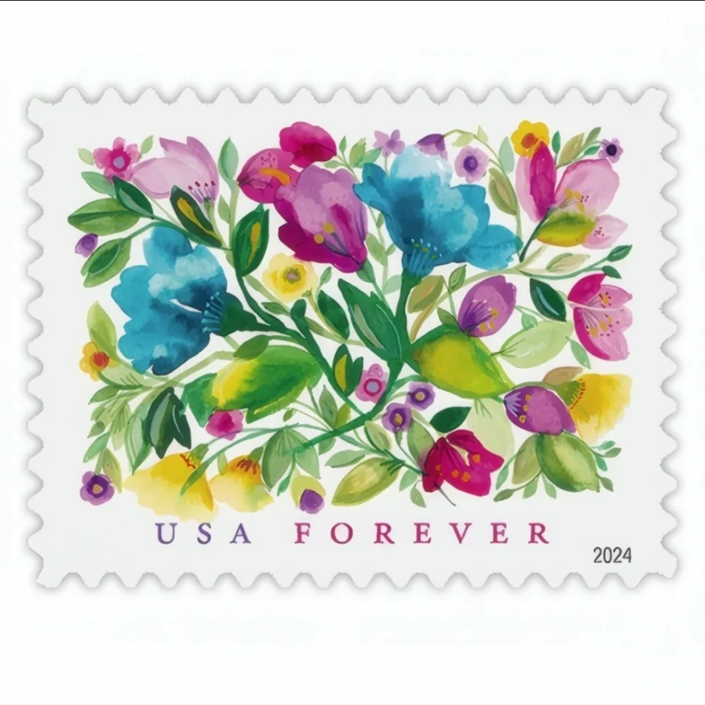 100 Celebration Blooms Forever 2024 Postage Stamps USPS Wedding Invitations 2024